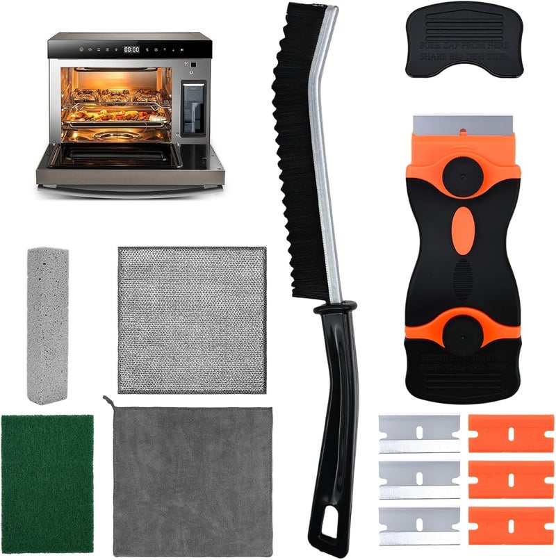 MiToBeLe Heavy Duty Oven Cleaner Brush Set,Oven Cleaning Kits,Oven Cleaning Tools Accessories with Razor Blade Scraper,Crevice Cleaning Brush,Pumice Stone,Microfiber Cleaning Cloth,Scrub Sponges - Image 1